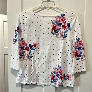 Talbots White and Black 3/4 Sleeve Blouse